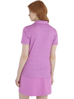 Calvin Klein Women'S Crackle Polo - Orchid/White