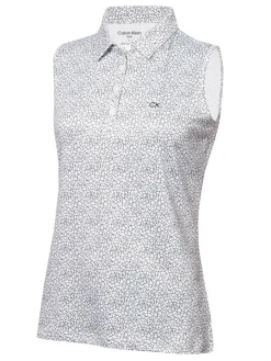 Calvin Klein Women'S Crackle Sleeveless Polo - White/Navy