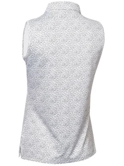 Calvin Klein Women'S Crackle Sleeveless Polo - White/Navy