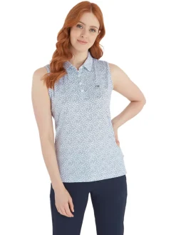 Calvin Klein Women'S Crackle Sleeveless Polo - White/Navy
