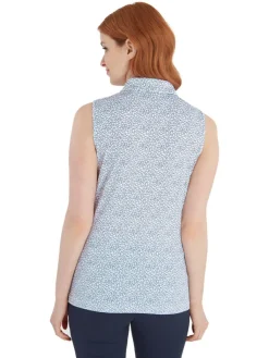 Calvin Klein Women'S Crackle Sleeveless Polo - White/Navy