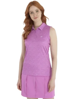 Calvin Klein Women'S Crackle Sleeveless Polo - Orchid/White