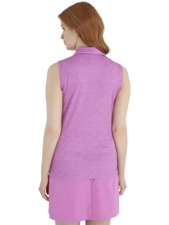 Calvin Klein Women'S Crackle Sleeveless Polo - Orchid/White
