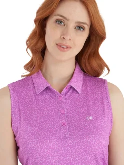 Calvin Klein Women'S Crackle Sleeveless Polo - Orchid/White