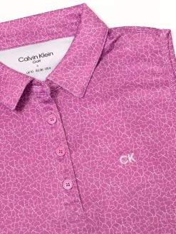 Calvin Klein Women'S Crackle Sleeveless Polo - Orchid/White