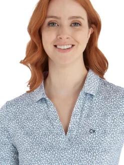 Calvin Klein Women'S Crackle Polo - White/Navy