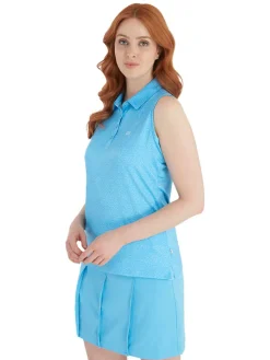 Calvin Klein Women'S Crackle Sleeveless Polo - Heritage Blue/White