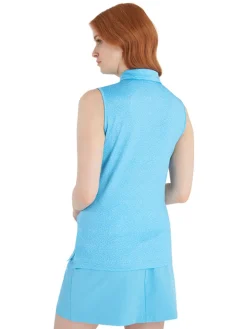 Calvin Klein Women'S Crackle Sleeveless Polo - Heritage Blue/White