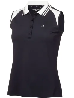 Calvin Klein Women'S Mohawk Sleeveless Polo - Navy/White
