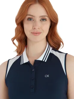 Calvin Klein Women'S Mohawk Sleeveless Polo - Navy/White
