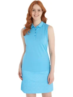 Calvin Klein Women'S Sleeveless Performance Cotton Pique Polo - Heritage Blue