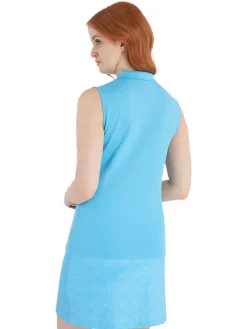 Calvin Klein Women'S Sleeveless Performance Cotton Pique Polo - Heritage Blue