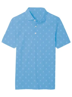 Footjoy Junior Golf Print Polo - Light Blue