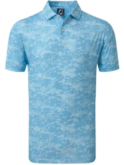 Footjoy Lisle Cloud Camo Golf Shirt (Athletic Fit) - True Blue