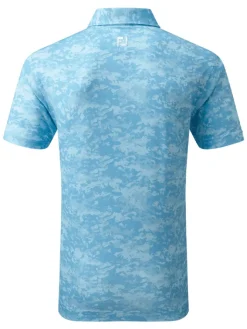 Footjoy Lisle Cloud Camo Golf Shirt (Athletic Fit) - True Blue