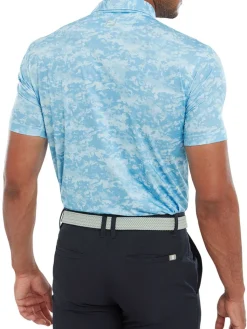 Footjoy Lisle Cloud Camo Golf Shirt (Athletic Fit) - True Blue