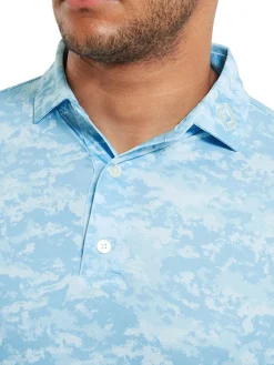 Footjoy Lisle Cloud Camo Golf Shirt (Athletic Fit) - True Blue