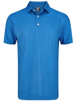 Footjoy Lisle Geo Print Golf Shirt - Marine/Navy/White