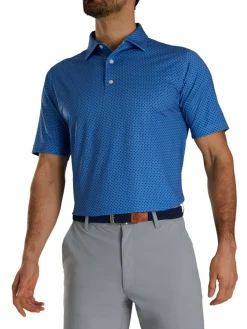 Footjoy Lisle Geo Print Golf Shirt - Marine/Navy/White