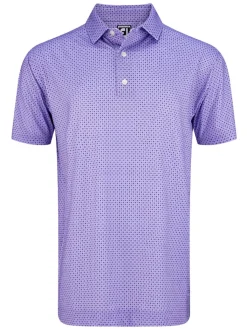 Footjoy Lisle Geo Print Golf Shirt - Violet/Black/White