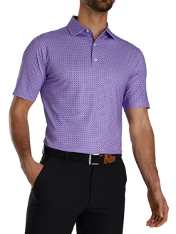 Footjoy Lisle Geo Print Golf Shirt - Violet/Black/White