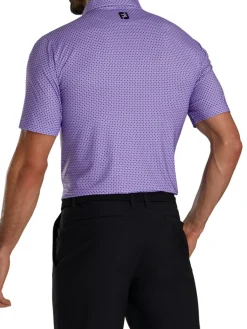 Footjoy Lisle Geo Print Golf Shirt - Violet/Black/White