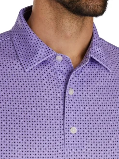 Footjoy Lisle Geo Print Golf Shirt - Violet/Black/White