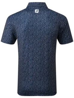 Footjoy Lisle Glass Print Golf Shirt - Navy