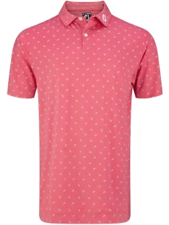 Footjoy Lisle Paisey Print Golf Shirt (Athletic Fit) - Cape Red/Grey