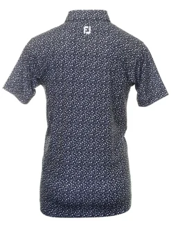 Footjoy Lisle Tossed Tulips Golf Shirt - Navy/White