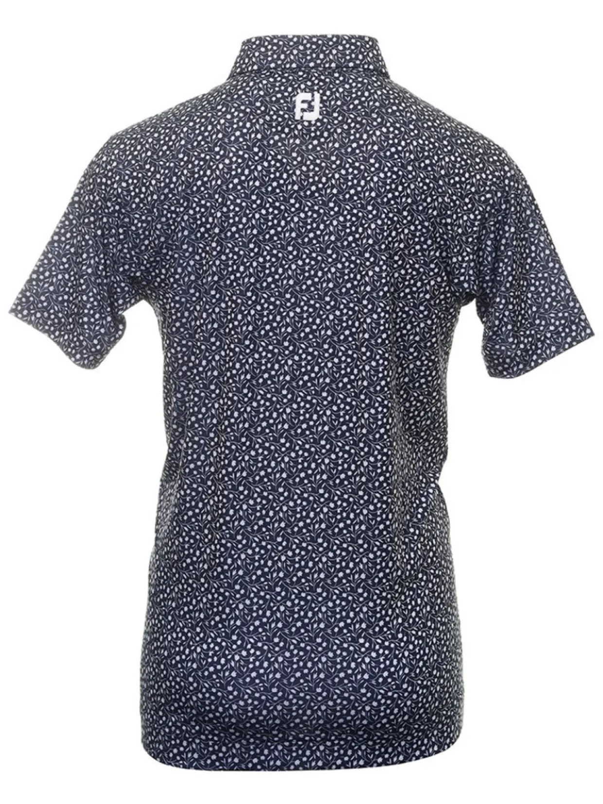 Footjoy Lisle Tossed Tulips Golf Shirt - Navy/White