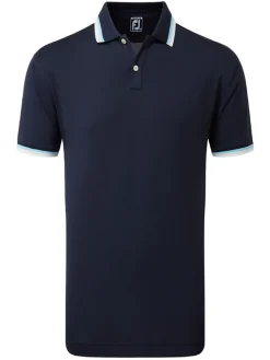Footjoy Solid Pique With Trim Golf Shirt - Navy