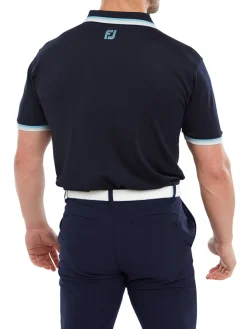 Footjoy Solid Pique With Trim Golf Shirt - Navy