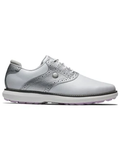 Footjoy Women'S Fj Traditions Spikeless Golf Shoes - White/Silver