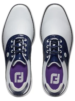 Footjoy Women'S Fj Traditions Spikeless Golf Shoes - White/Navy