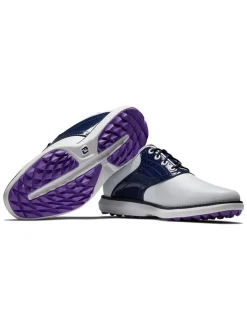 Footjoy Women'S Fj Traditions Spikeless Golf Shoes - White/Navy