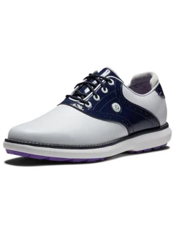 Footjoy Women'S Fj Traditions Spikeless Golf Shoes - White/Navy