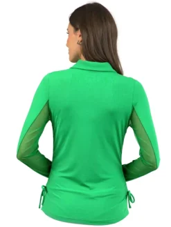 Ibkul Adjustable Long Sleeve Zip Polo - Green