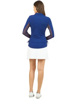 Ibkul Adjustable Long Sleeve Zip Polo - Navy