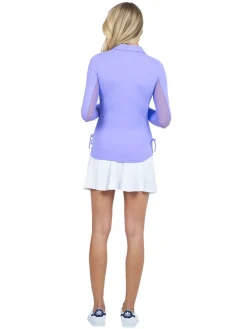 Ibkul Adjustable Long Sleeve Zip Polo - Lavender