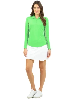 Ibkul Adjustable Long Sleeve Zip Polo - Lime