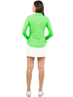 Ibkul Adjustable Long Sleeve Zip Polo - Lime