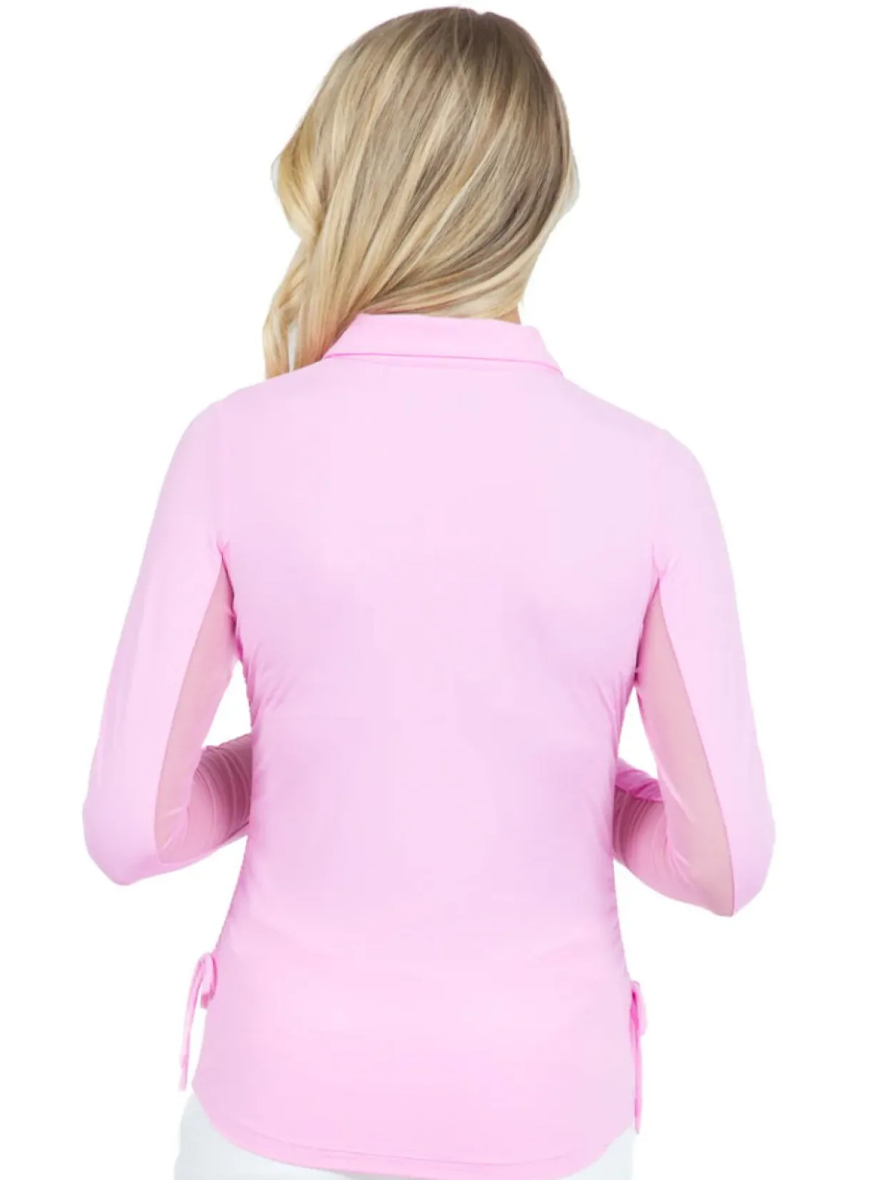 Ibkul Adjustable Long Sleeve Zip Polo - Candy Pink