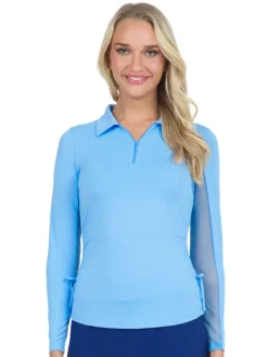 Ibkul Adjustable Long Sleeve Zip Polo - Peri