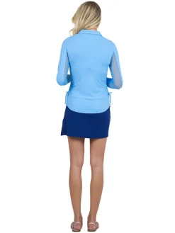 Ibkul Adjustable Long Sleeve Zip Polo - Peri