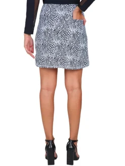 Ibkul Alena Print Straight Skort (17.5") - Black/White