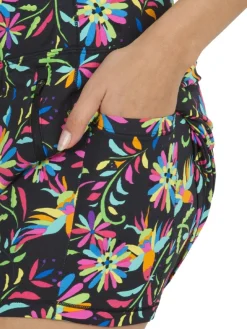 Ibkul Estela Print Straight Skort - Black/Multi