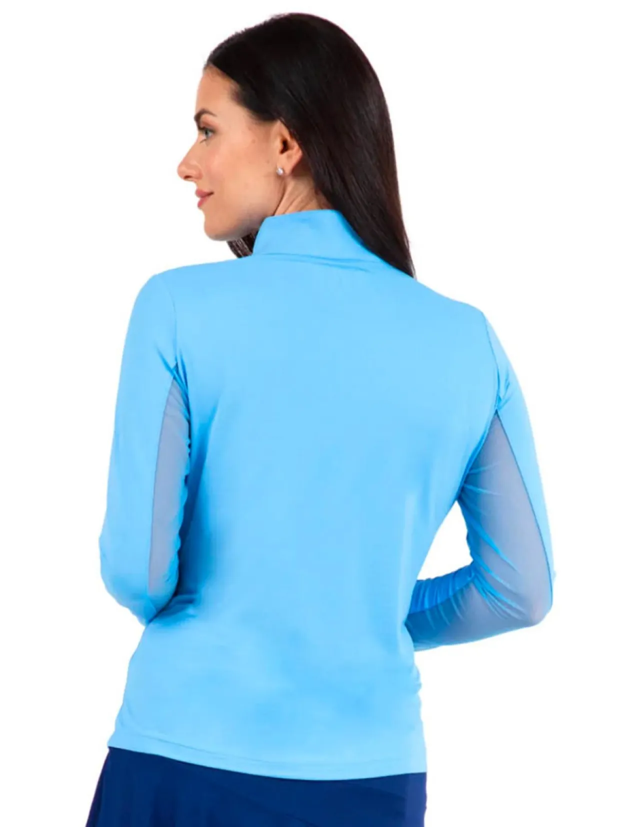 Ibkul Solid Long Sleeve Mock Neck Top - Peri