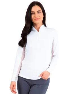 Ibkul Solid Long Sleeve Mock Neck Top - White
