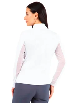 Ibkul Solid Long Sleeve Mock Neck Top - White
